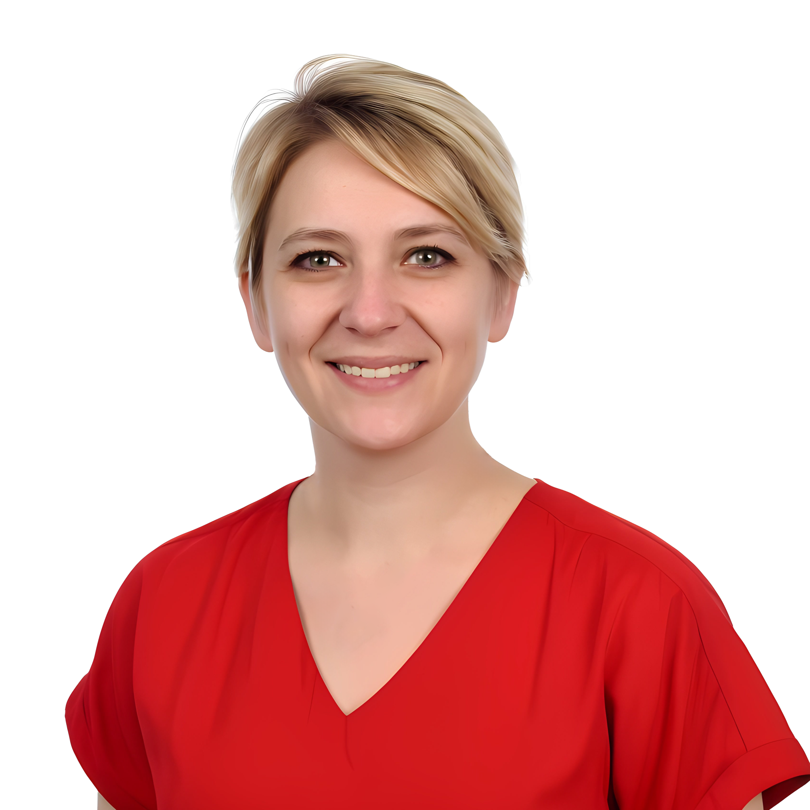 Oksana Topçu, experienced dental assistant at Pataradent with blonde hair, wearing professional dental uniform, providing skilled chairside support to dentists